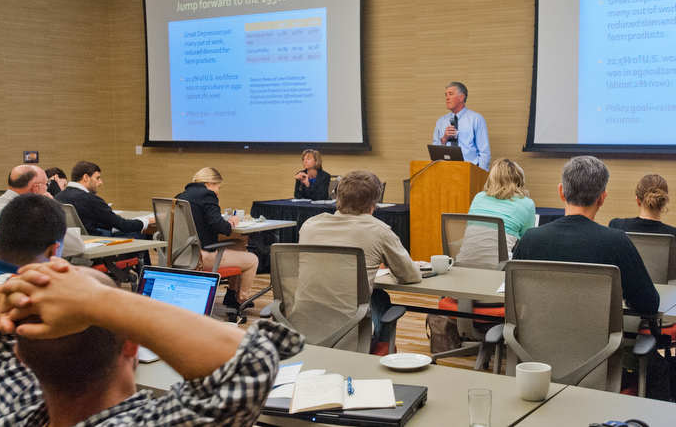 Patrick Westhoff, University of Missouri-Columbia, starts the day by explaining the Farm Bill.