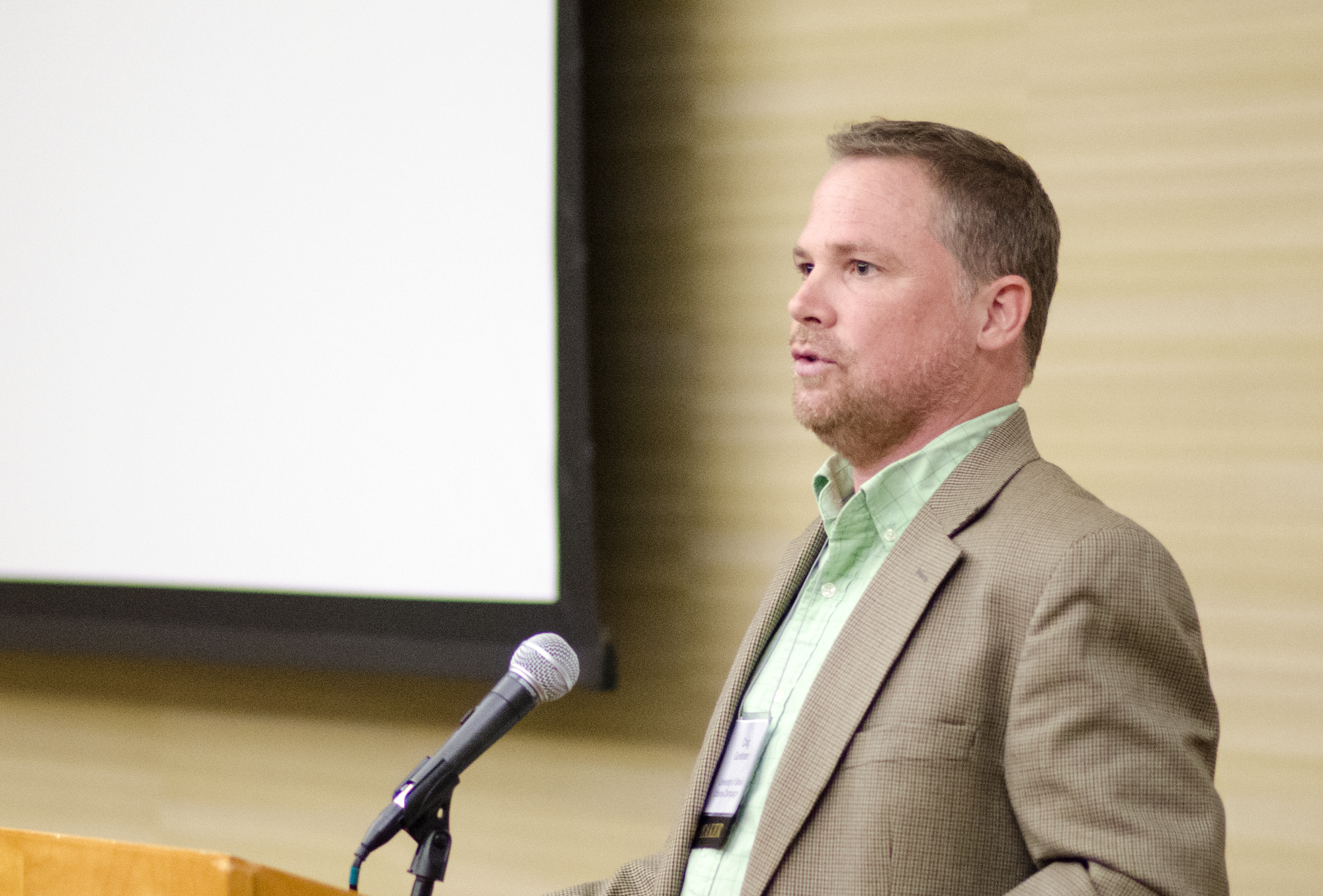 Bruce Sherrick, University of Illinois, discusses food insecurity during the luncheon.