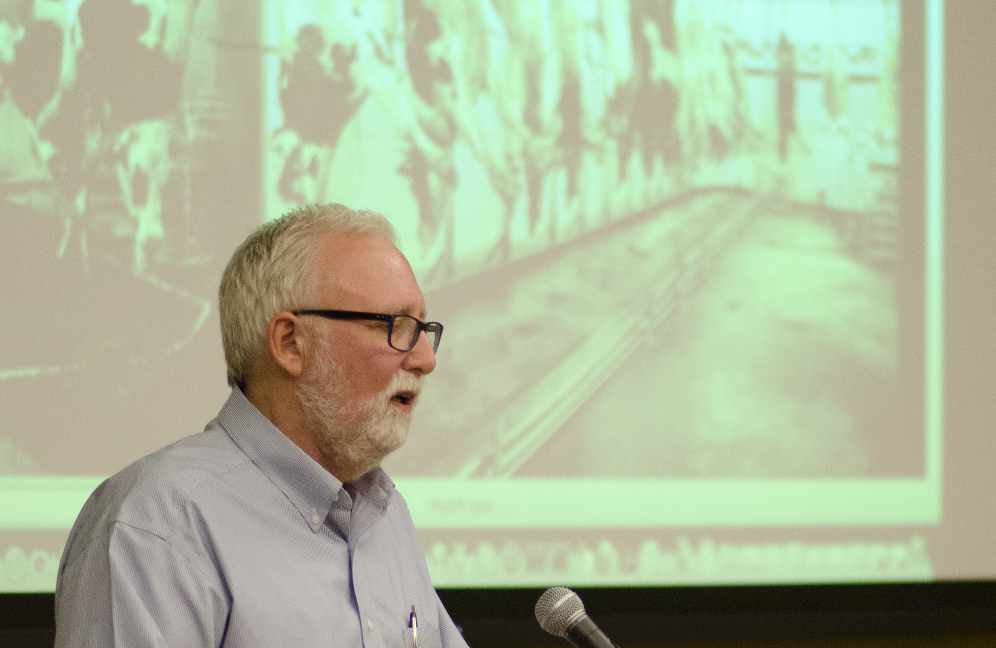 Mike McGraw, Kansas City Star, reviews his work on meat processing. 