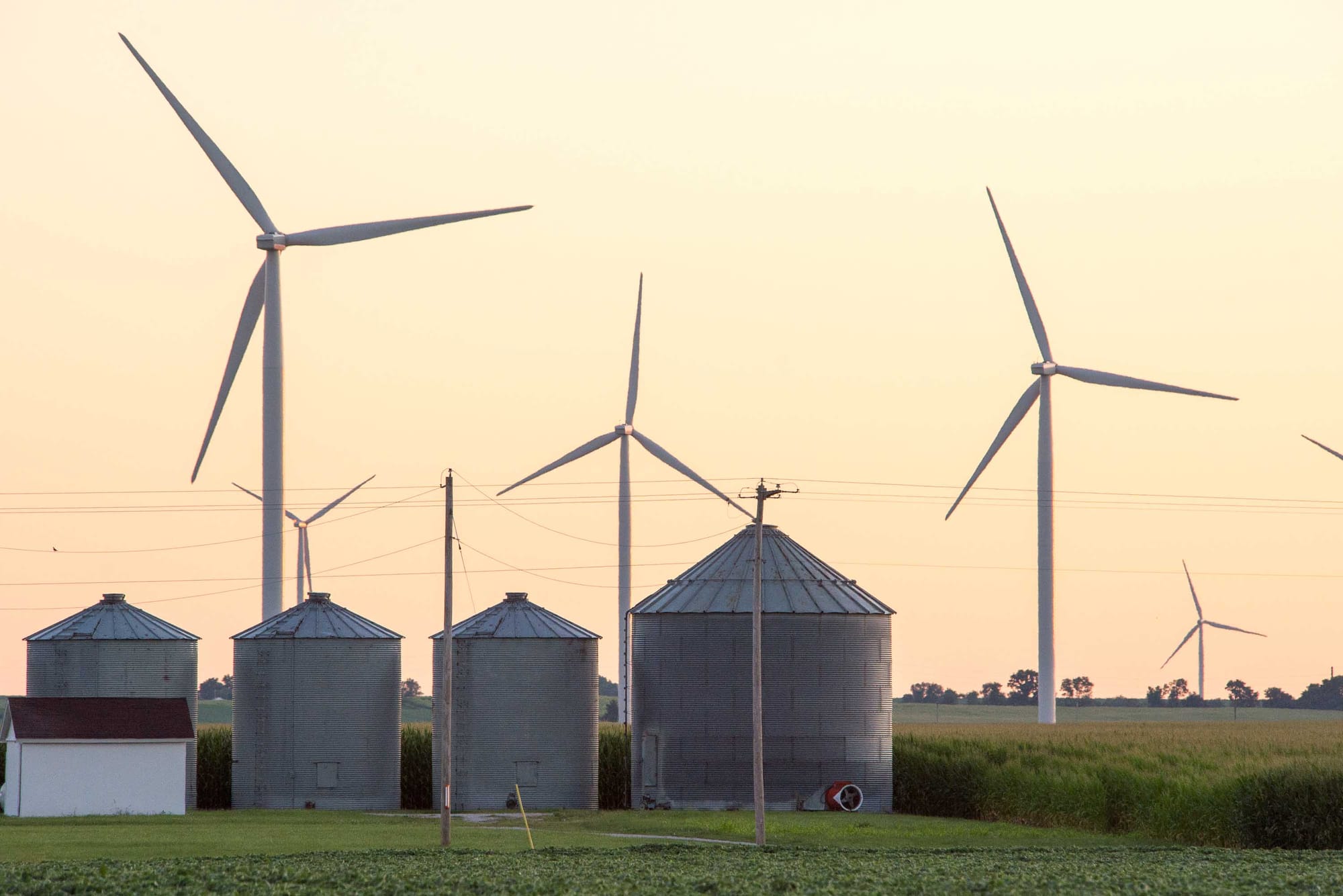Wind turbines north of Fifthian, Illinois on Wednesday, July 24, 2013.