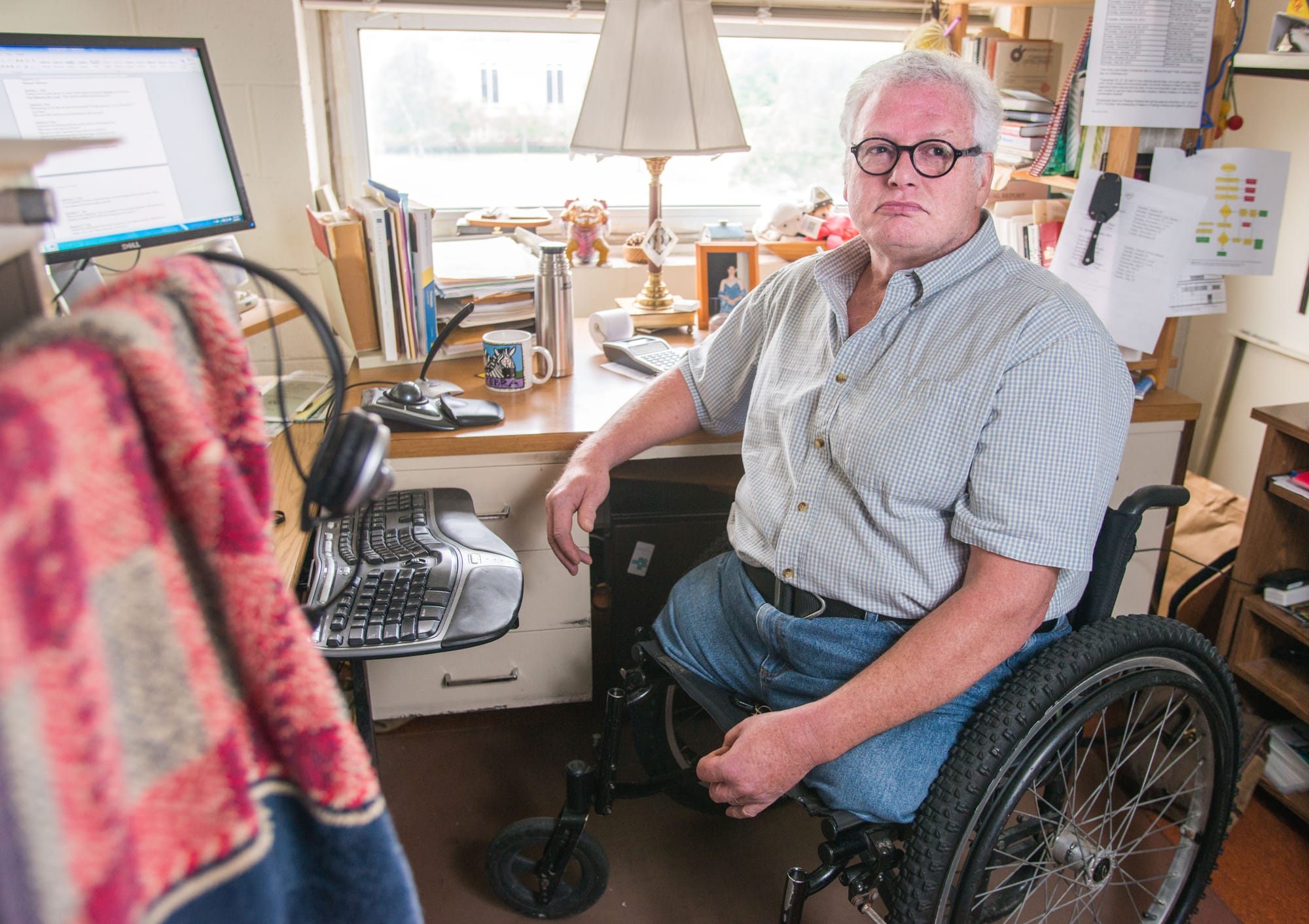 Chip Petrea works in his office at the Agriculture Engineering and Sciences Building at the University of Illinois campus. Petrea currently serves as a principal research specialist with a focus on agricultural safety and health.