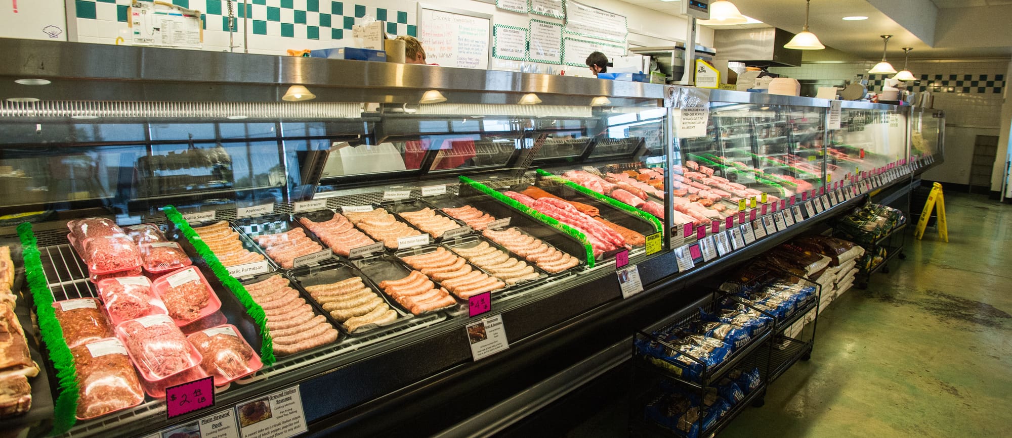 Old Time Meat & Deli Shop in  Champaign, Ill., displays USDA inspected meat on Wednesday, Oct. 2, 2013. All meat, poultry and egg products will still be inspected by the Food Safety and Inspection Service during the shutdown.