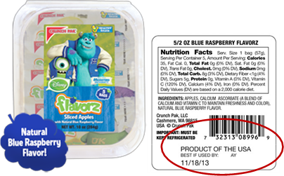 The specific recalled products include Tart Apple Slices, Sweet Honeycrisp Apple Slices and Blue Raspberry Apple Slices.