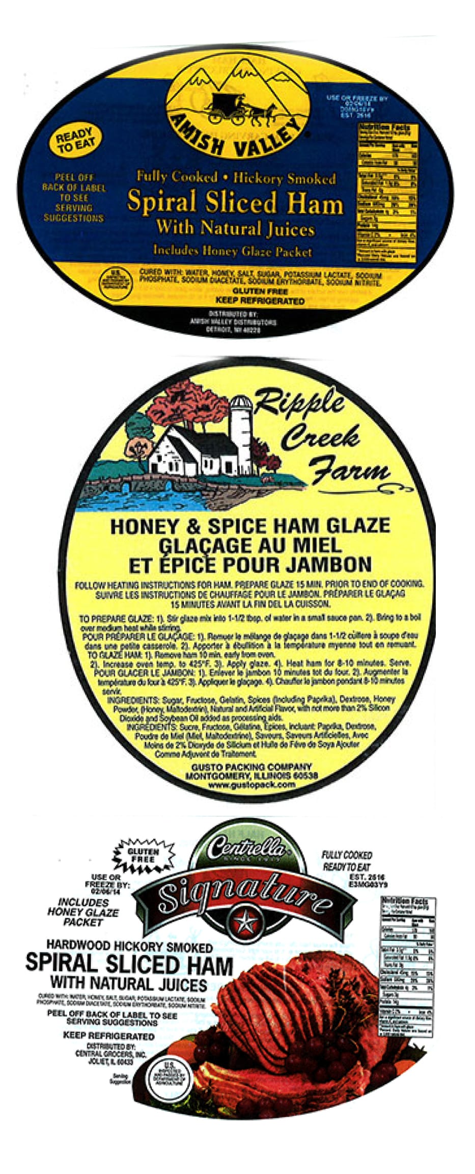 These are some of the labels belonging to the Gust Packing recalled ham products.