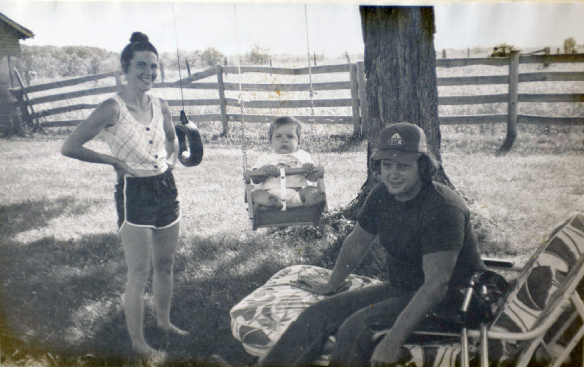Chip Petrea is shown sitting outside near his wife, Susan, and their son, Tiras. Petrea met Susan during his senior year at the University of Illinois at Urbana-Champaign.