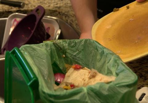 All of the Erkel family’s food scraps go in a green bucket for the weight to be recorded. It makes Sherri Erkel feel guilty so she calls it the “green bucket of judgment.”