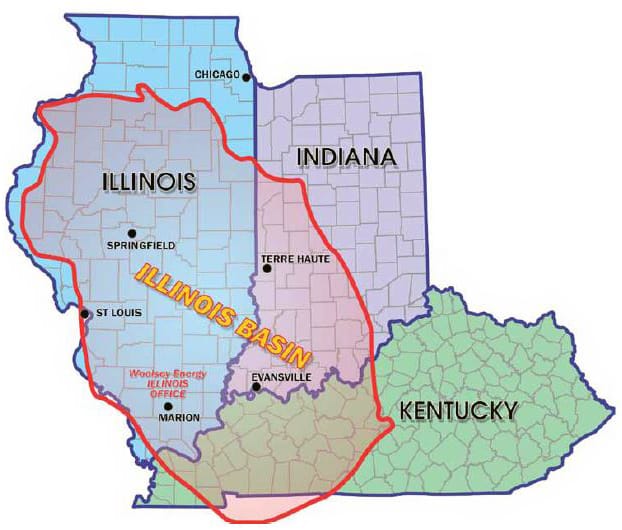 This graphic shows the general location of shale areas in Illinois, Indiana and Kentucky. Shale regions, such as this one, are well-suited for fracking projects.