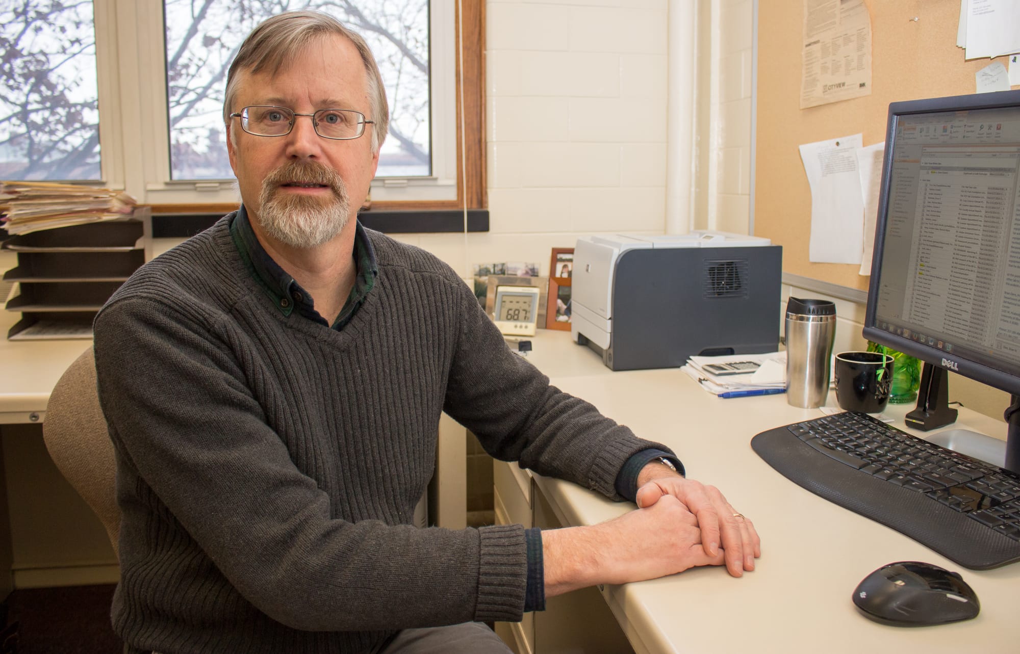 Brian Diers, a University of Illinois professor who specializes in soybean breeding and genetics, in his campus office on Jan. 8, 2015.
