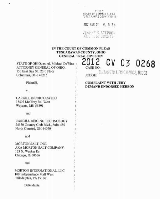 Click on the above image to read Ohio's original complaint against Cargill and Morton Salt in full.