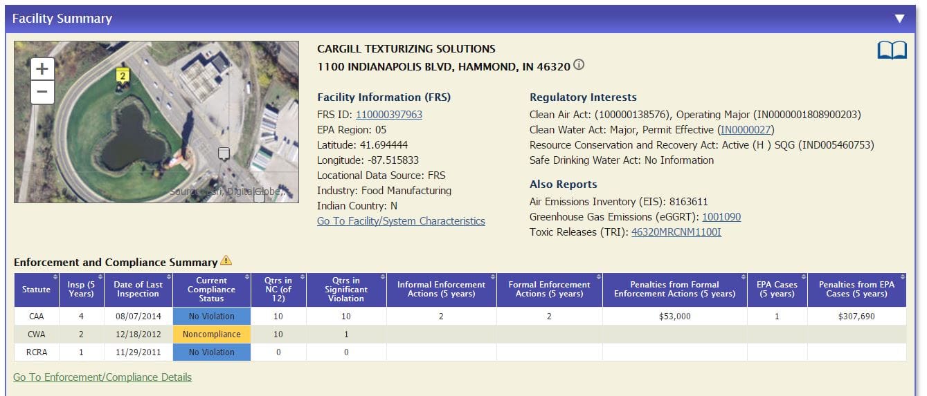 Click on the photo to visit the EPA inspection summary.