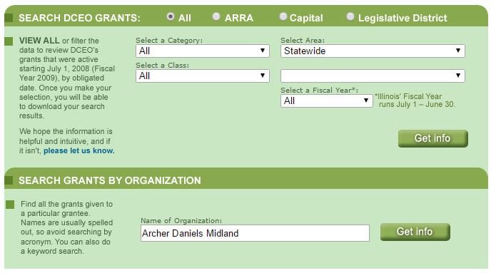 A screen shot from the Illinois Department of Commerce and Economic Opportunity website.