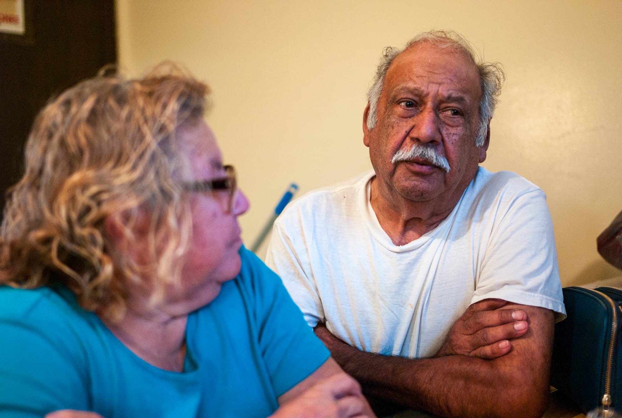Leonor Pizana, 65, and Tomas Pizana, 69, talk about living at the bed bug-ridden Pine Creek housing facility in Holland, Mich. “We’re getting eaten,” Leonor says.