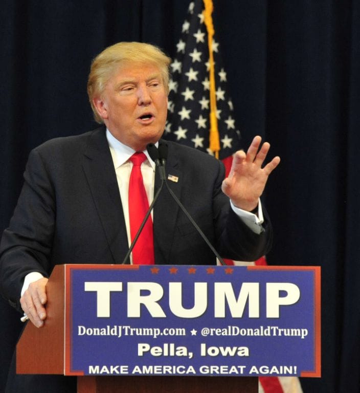 Donald Trump speaks in Pella, Iowa. Trump 