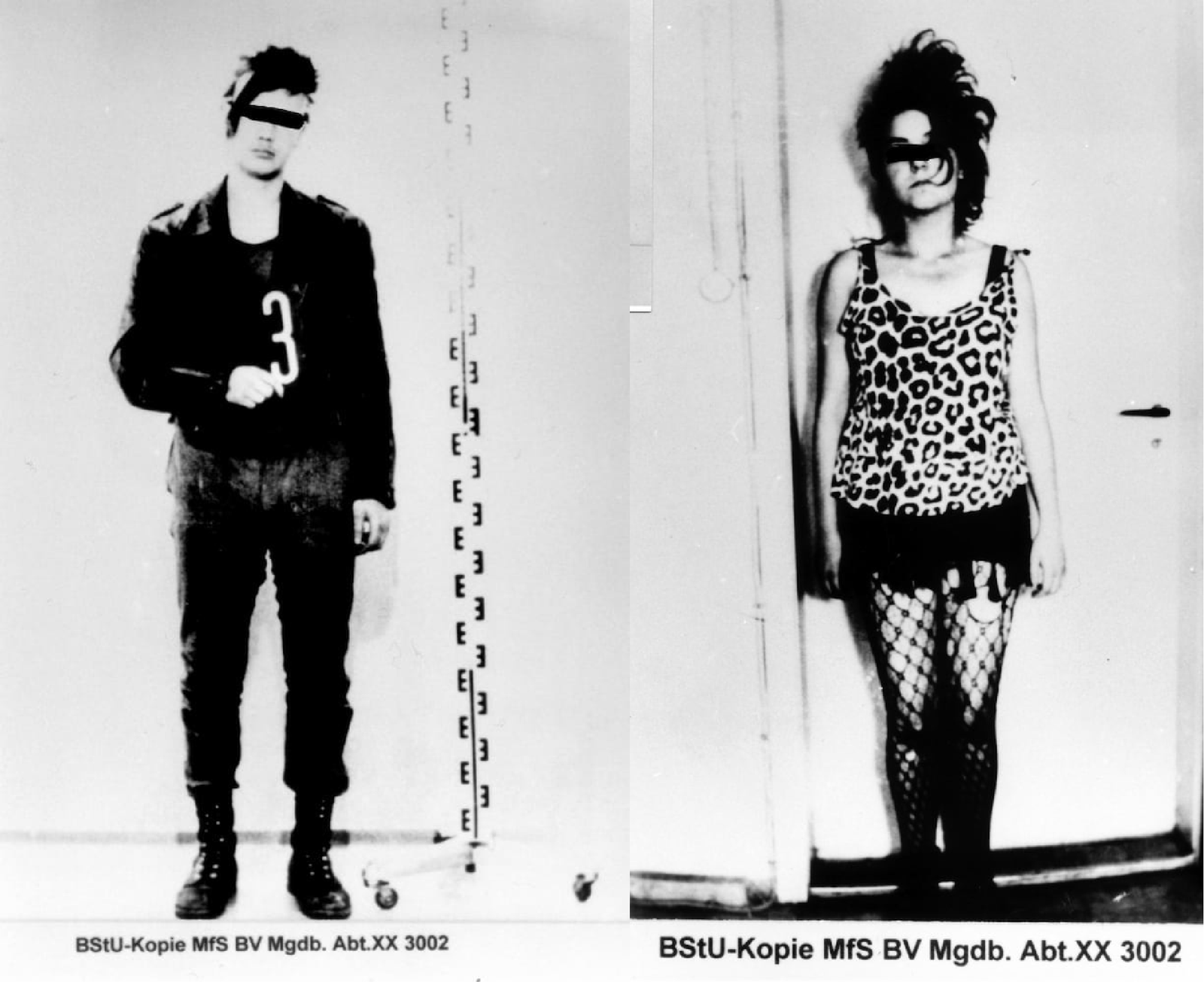 Police mugshots of East German punks, date unknown