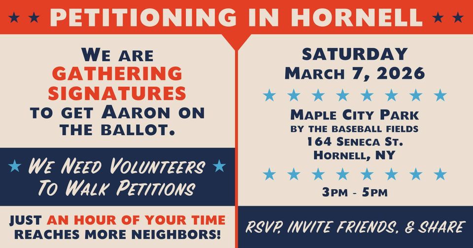 Petition for Aaron Gies in Hornell on March 7