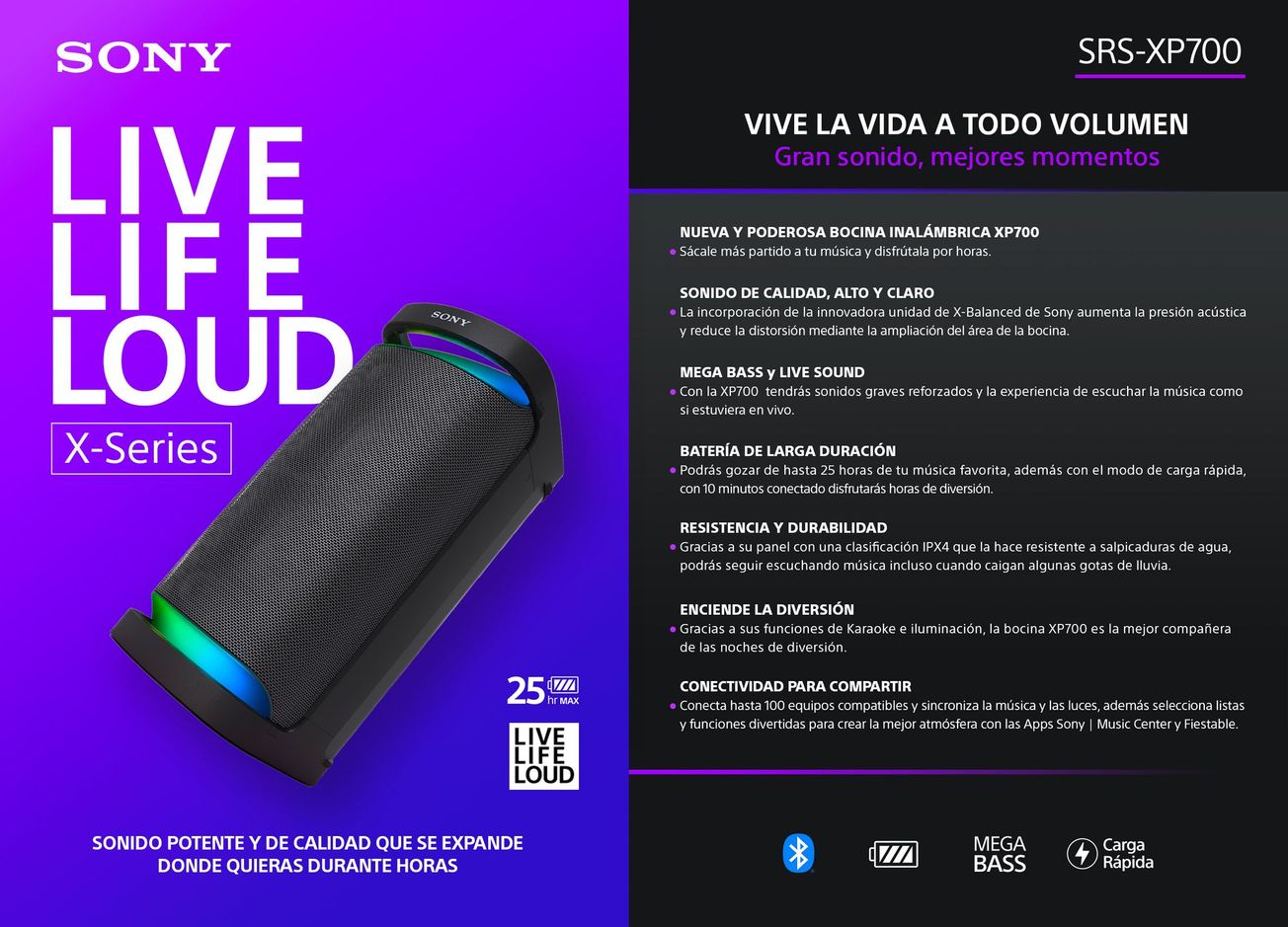 Sony presenta 3 nuevas y poderosas bocinas inalámbricas Serie X
