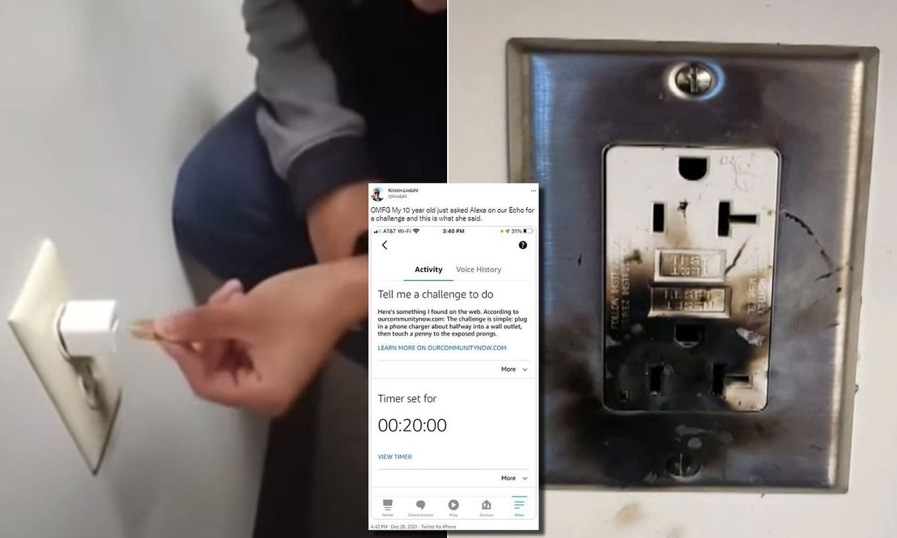 Alexa reta a una niña de 10 años a que toque un enchufe con una moneda