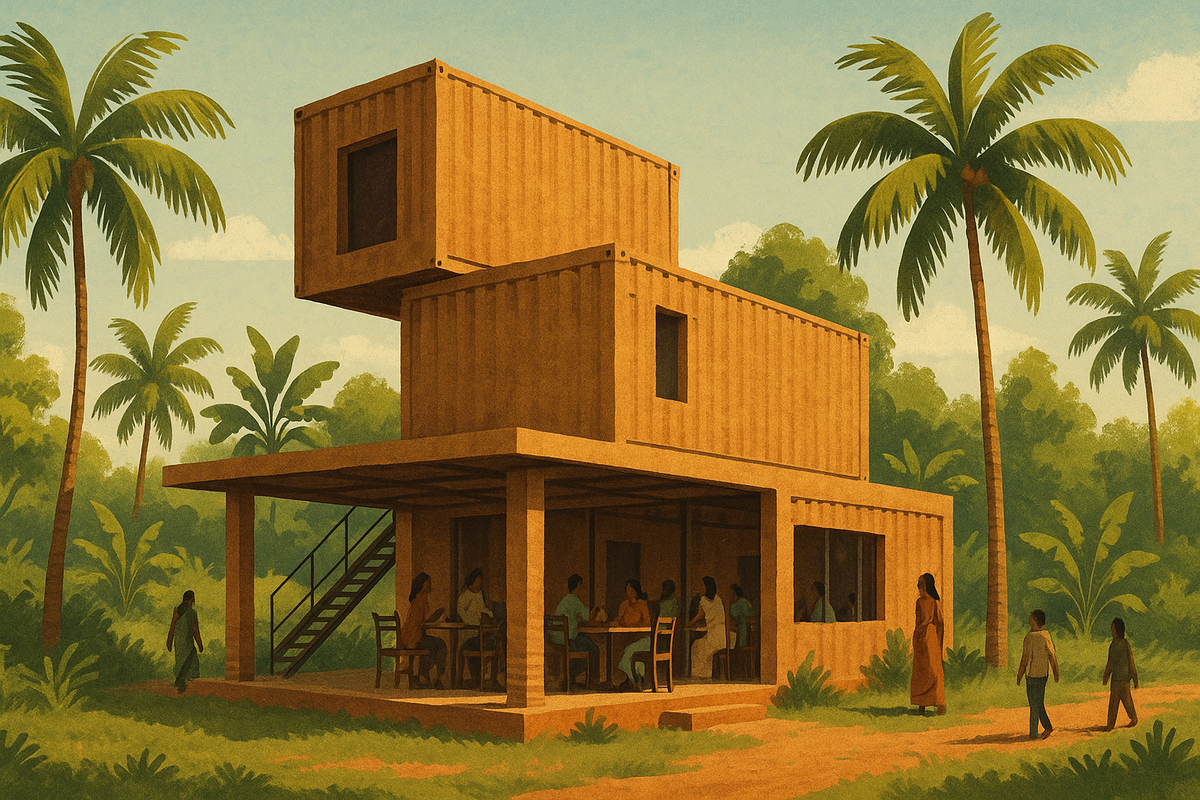 Mud-Coated Shipping Containers Shape New Indian Restaurant Design