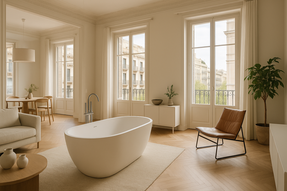 Innovative Design: Bathtub as Focal Point in Barcelona Apartment