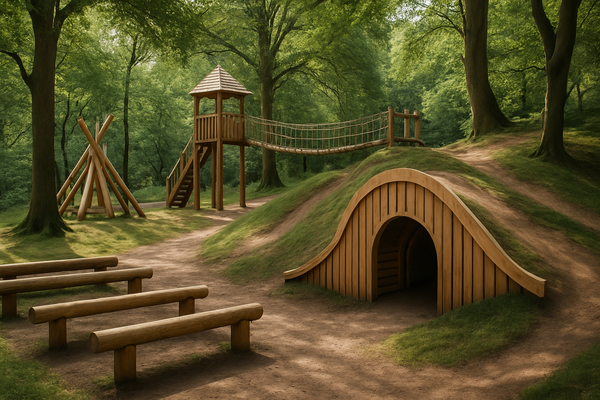 Innovative Playscape in Gloucestershire Utilizes Local Oak
