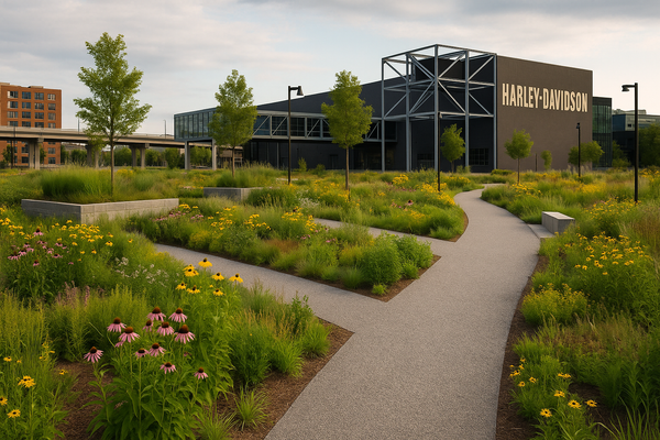 Harley-Davidson Transforms Parking Lot into Flood-Resilient Park