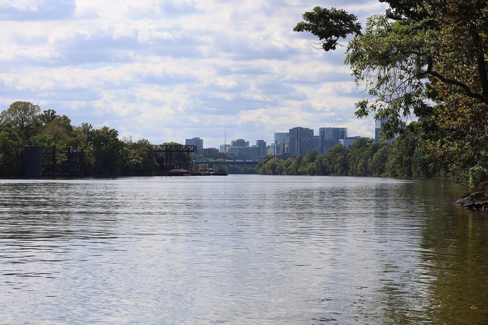The Cumberland River with downtown Nashville in the distance