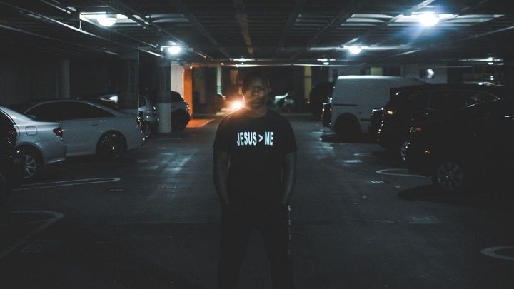 Man standing with God > Me t-shirt