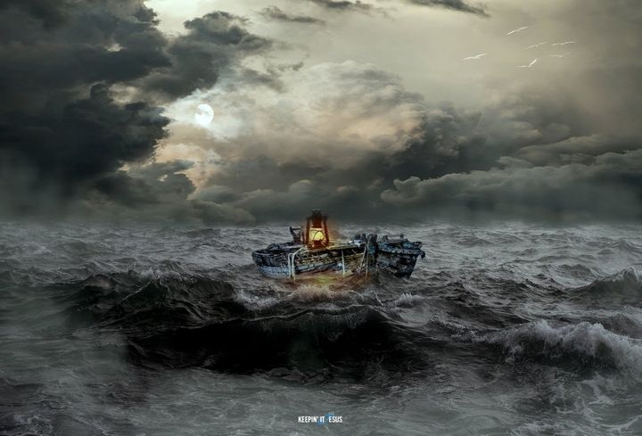 Boat on a stormy sea
