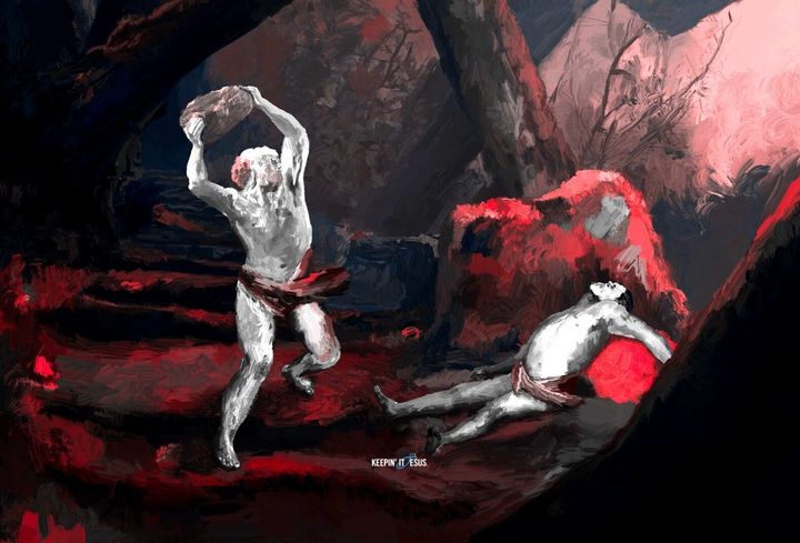 Cain and Abel fighting