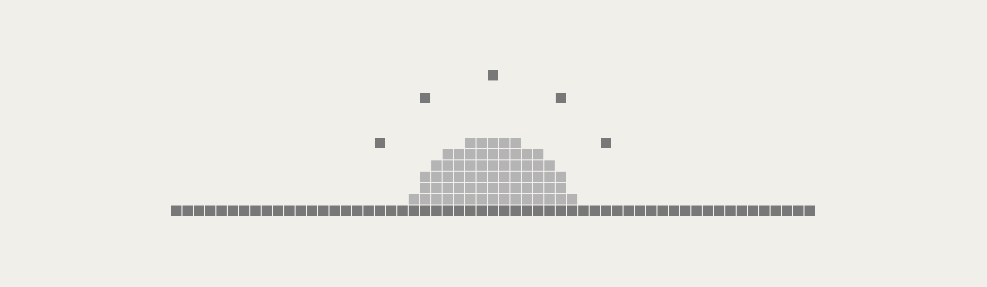Pixel sun rising on a horizon