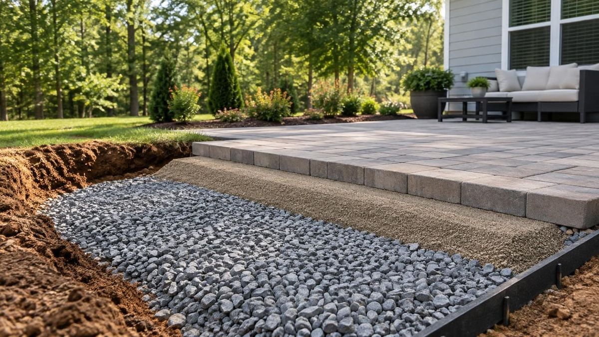What base layers keep a paver patio from heaving or settling? — River’s Landscape LLC