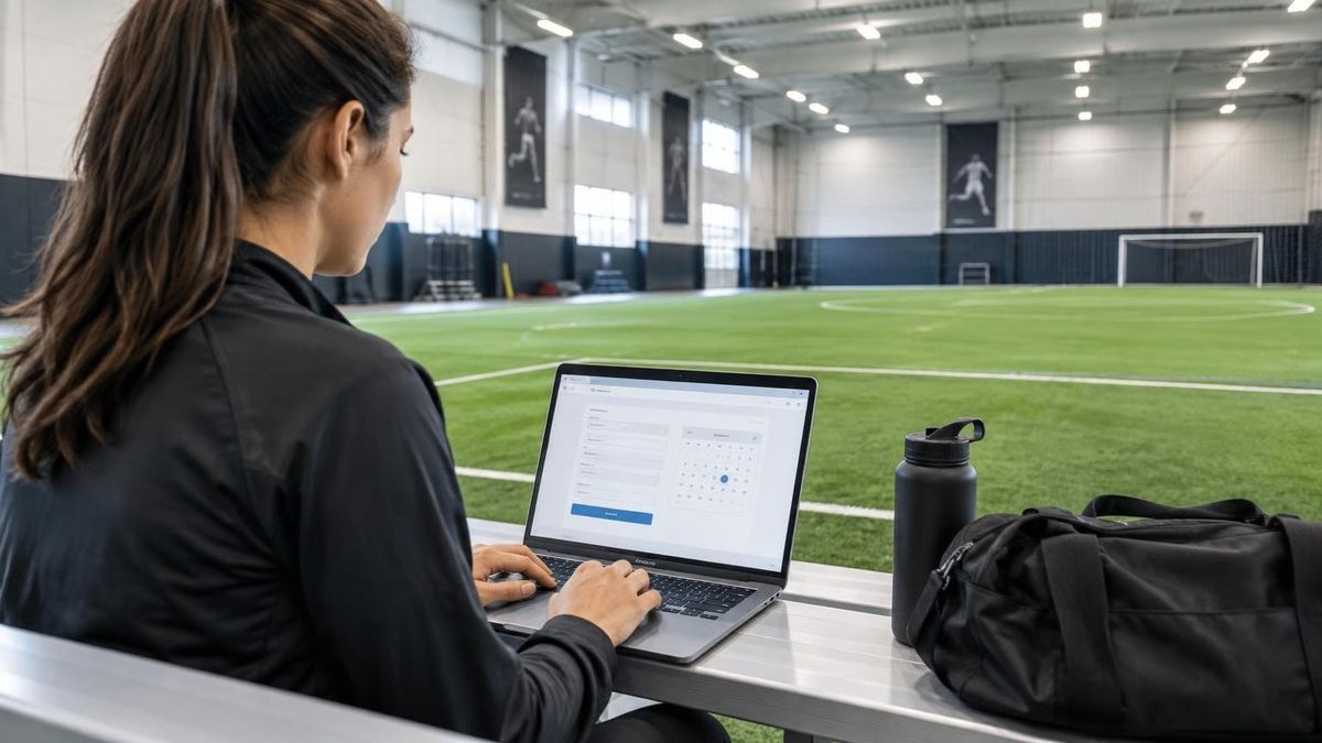 How do I book indoor turf or court time at an athletic training facility? — Chris Manning