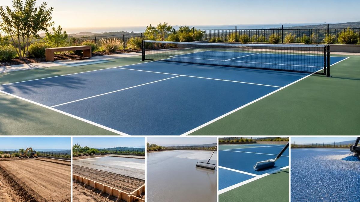 What are the steps involved in professional pickleball court construction? — SK Concrete