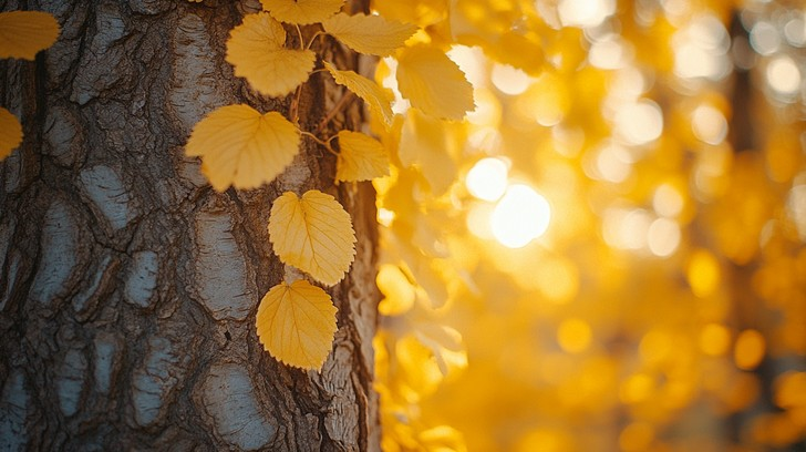 Learn fall nouns in Chinese - An image of golden leaves