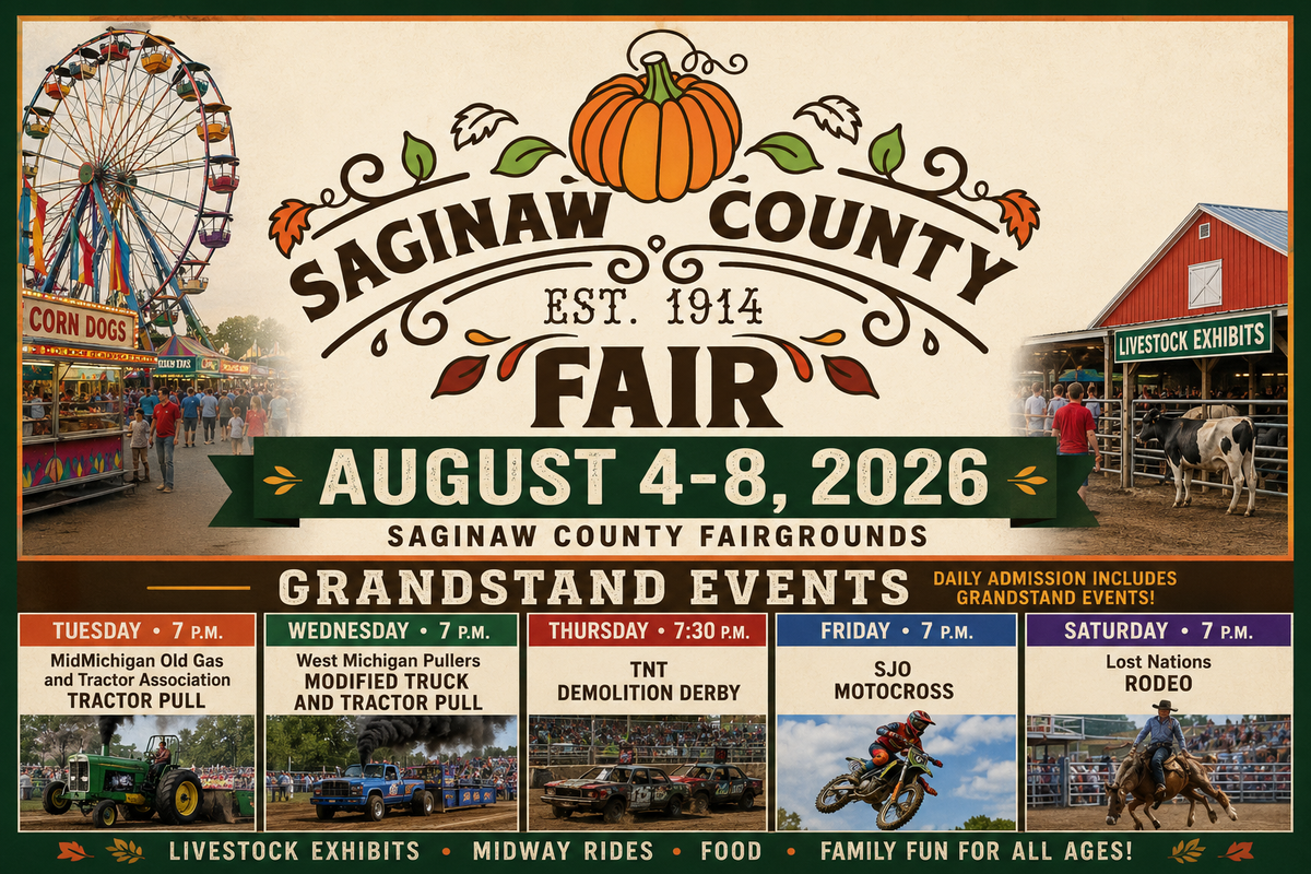 Saginaw County Fair Returns Aug. 4–8 with Rides, Livestock Shows and Nightly Grandstand Events