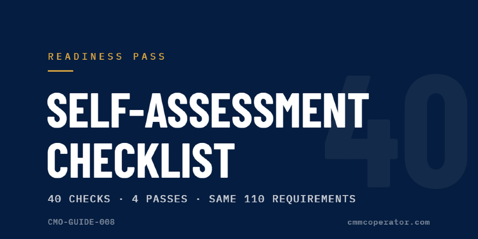 CMMC Level 2 self-assessment checklist - 40 checks in 4 passes (CMO-GUIDE-008)