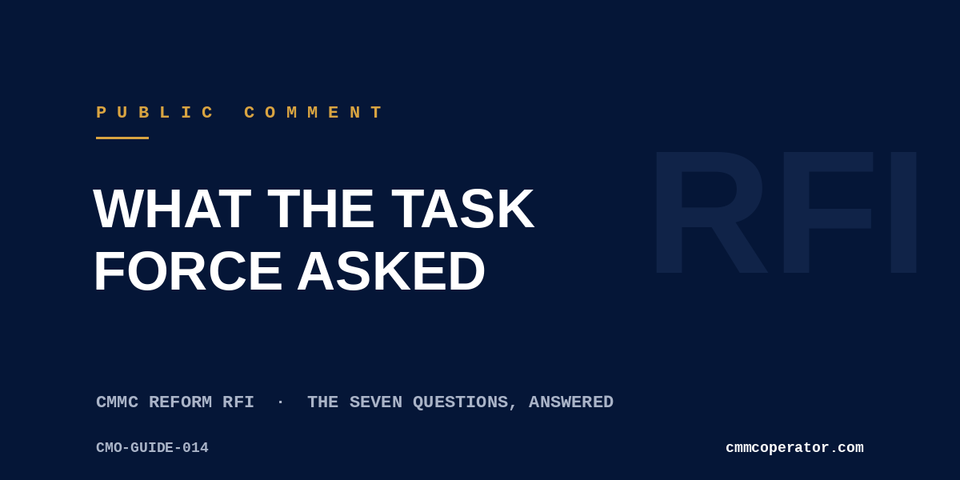 What the CMMC Reform Task Force asked: the seven questions, answered (CMO-GUIDE-014)