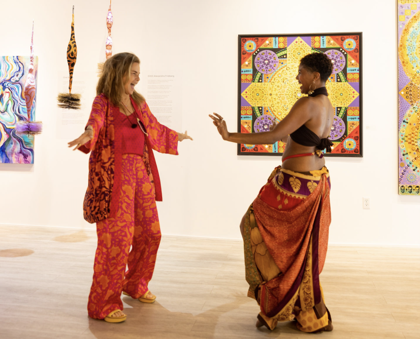 Gittit Alexandra Fridberg and Jaleria Rivera at the “Vibe” exhibition, Lilienthal Gallery, Knoxville