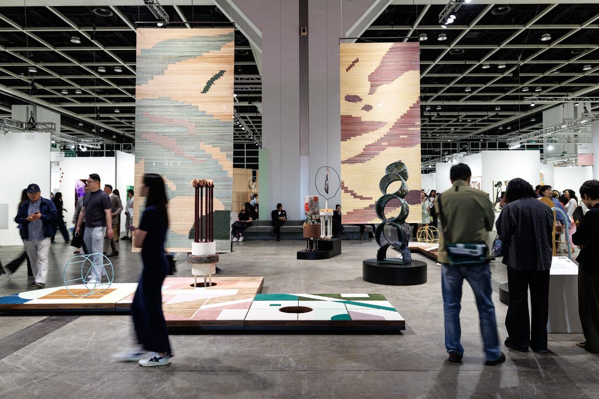 Visitors moving through Art Basel Hong Kong 2026 at the Hong Kong Convention and Exhibition Centre.