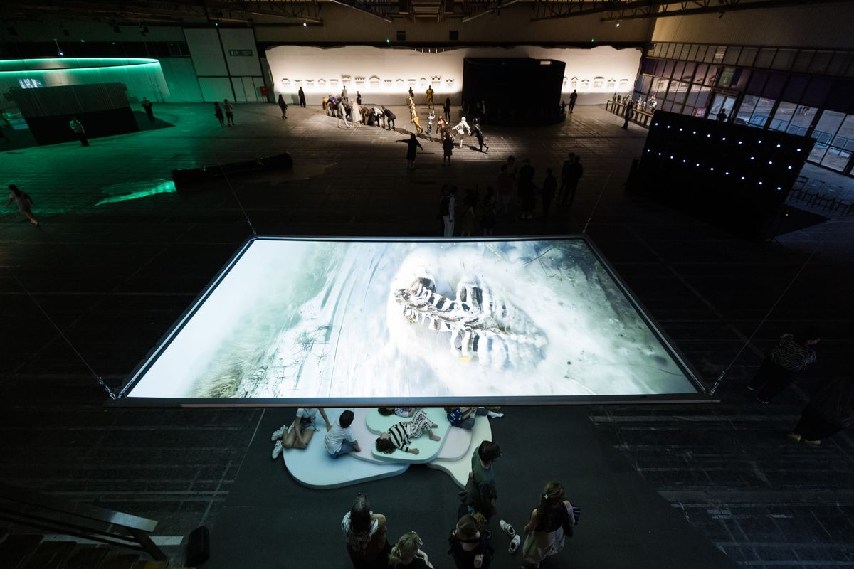 The 9th Thessaloniki Biennale, with works by Dionissis Kavallieratos, Eva Papamargariti, Lewis Walker, Y2K Architects, and Meriem Bennani visible.