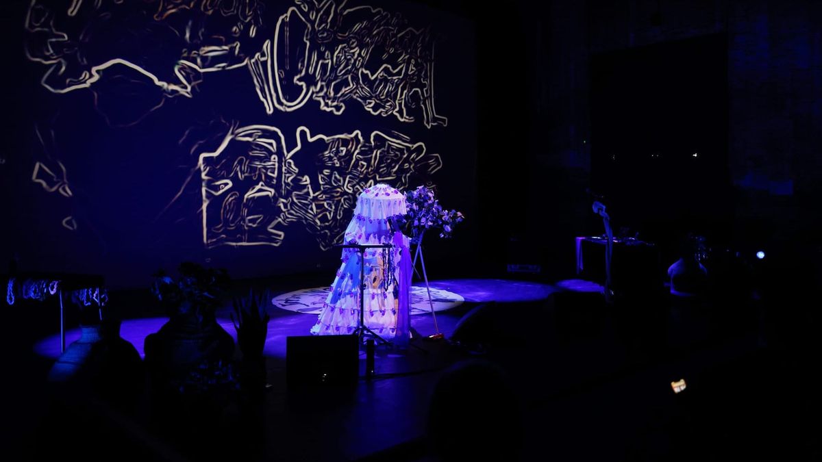 Performance view from Whispering in Three Movements at the 61st Venice Biennale.