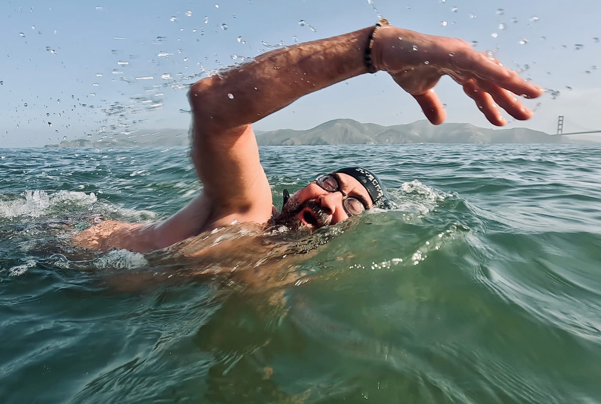 Steve Peletz's short film Lands End features open-water swimmers like this man enjoying the ocean waves by China Beach