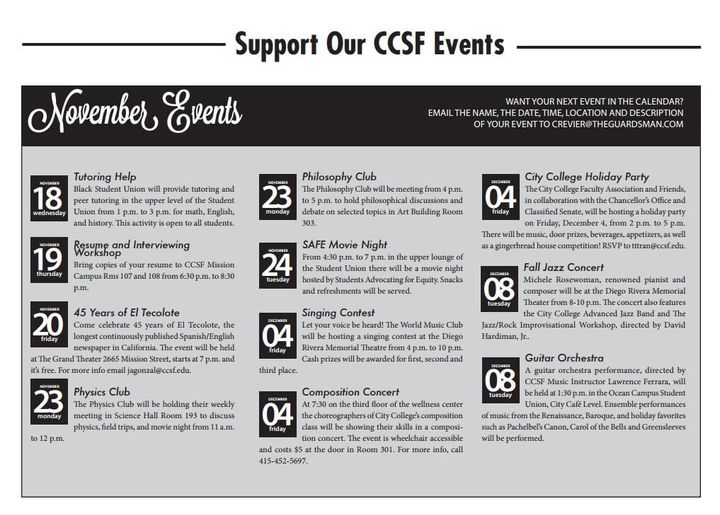 NOV. 18 – Dec. 1, 2015 CALENDAR