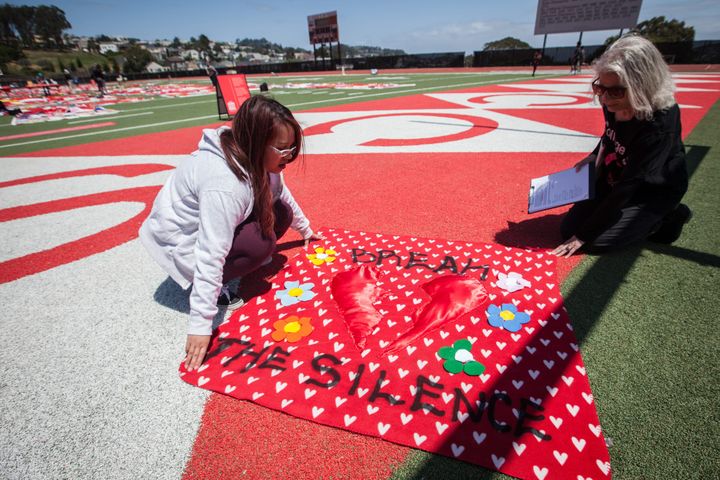 “The Monument Quilt” pops up at CCSF football field to fight against rape culture