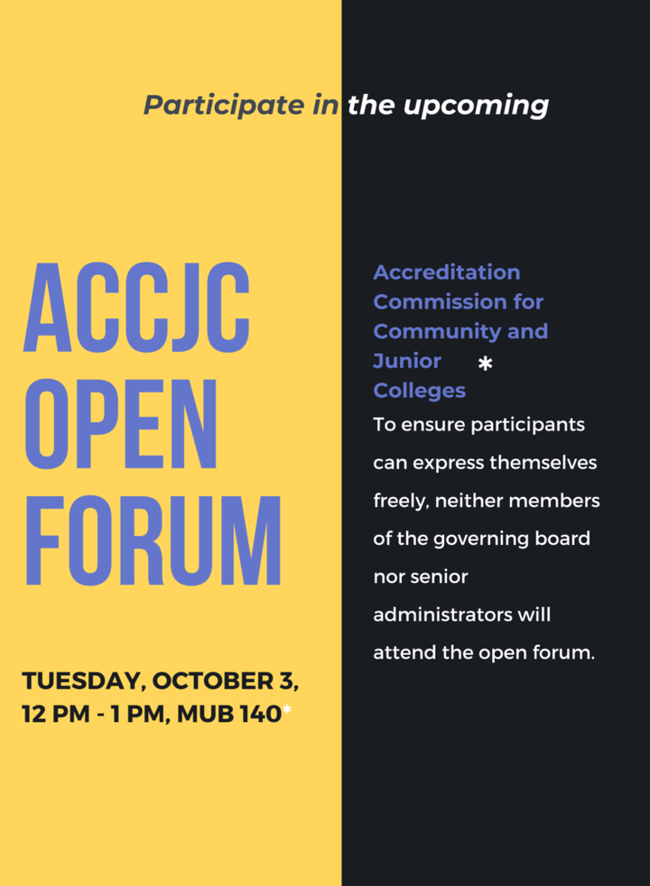 ACCJC to Hold Open Forum on Ocean Campus Oct. 3