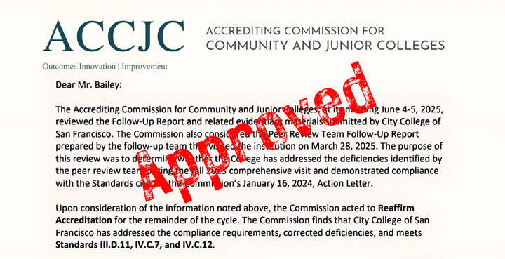 CCSF Secures Full Accreditation Through 2030