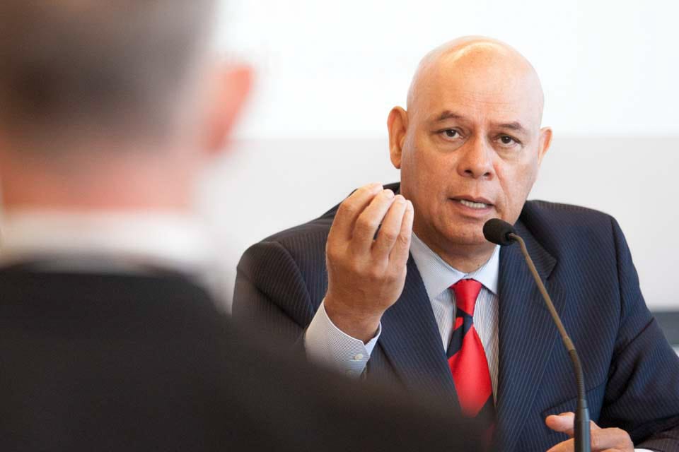 City College Chancellor Arthur Tyler gestures during a media briefing on the school's accreditation at the Chinatown center, Thursday, Aug. 14, 2014 Photo by Santiago Mejia/ The Guardsman