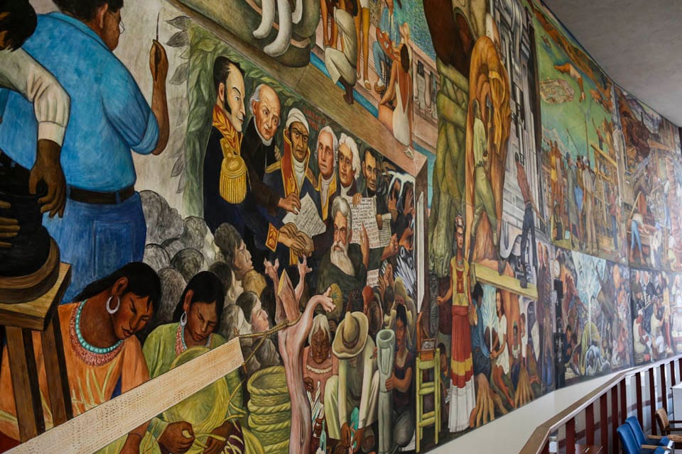 Diego Rivera's mural, Marriage of the Artistic Expression of the North and of the South on this Continent, located inside the Diego Rivera Theatre. (Photo by Natasha Dangond)