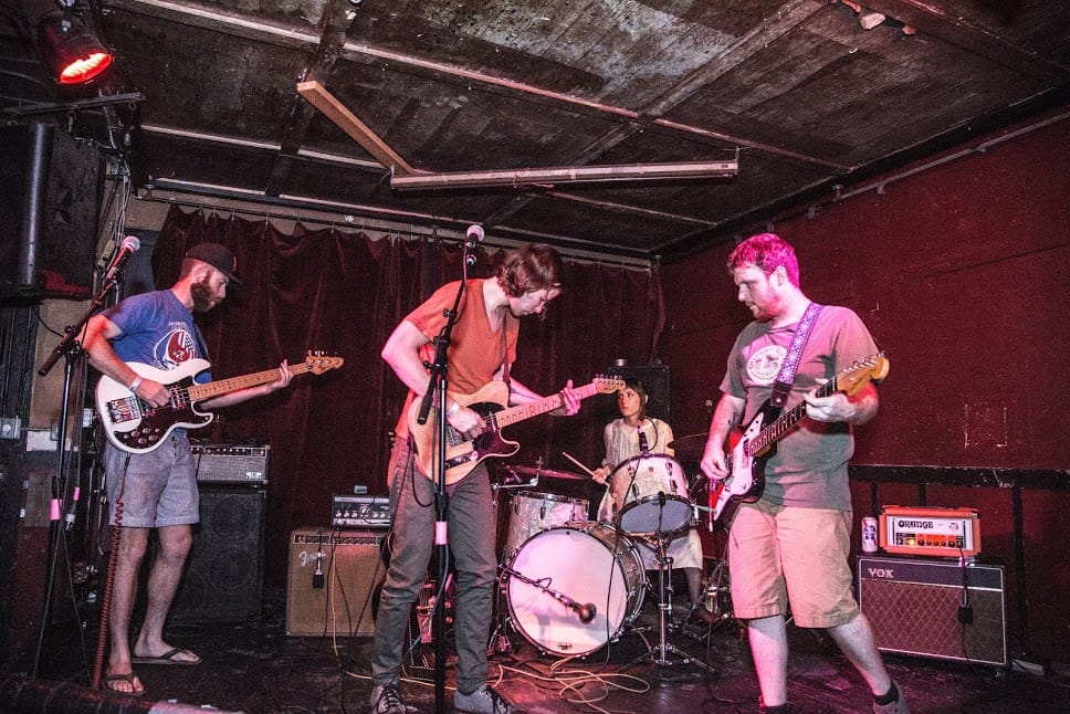 The Green Door played second, with former City College student Evan Wardell on the right. (Photo by Elisa Parrino) 