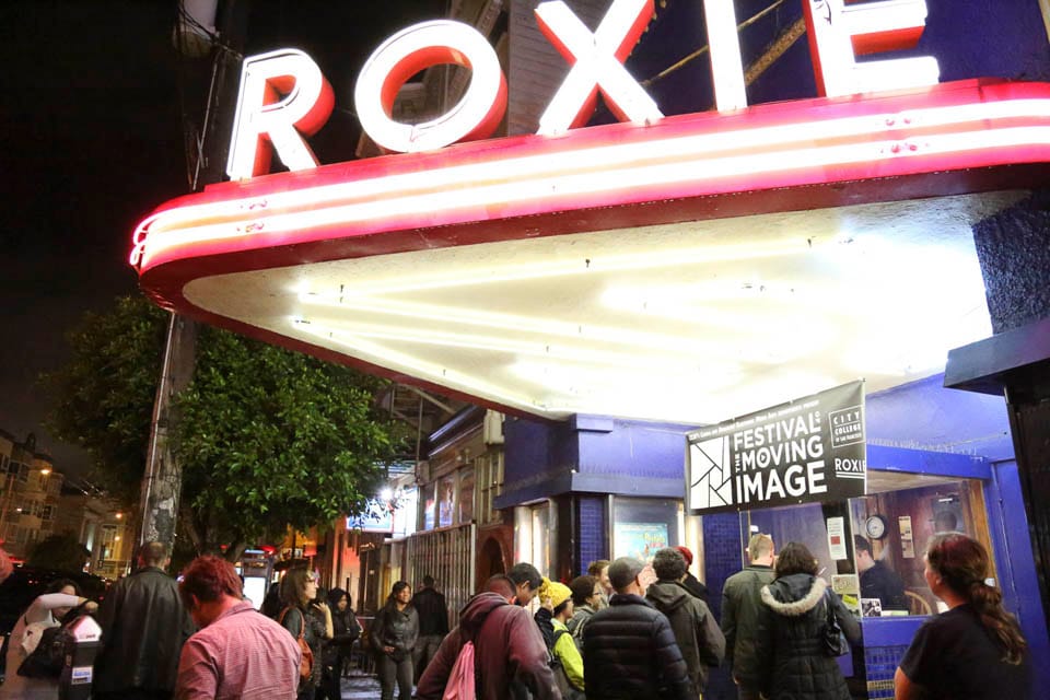 Movie goers line up at the Mission district’s Roxie Theater on the opening night of CCSF’s 4th annual “Festival of the Moving Image” screening. November 19th, San Francisco California. (Photo by Natasha Dangond)